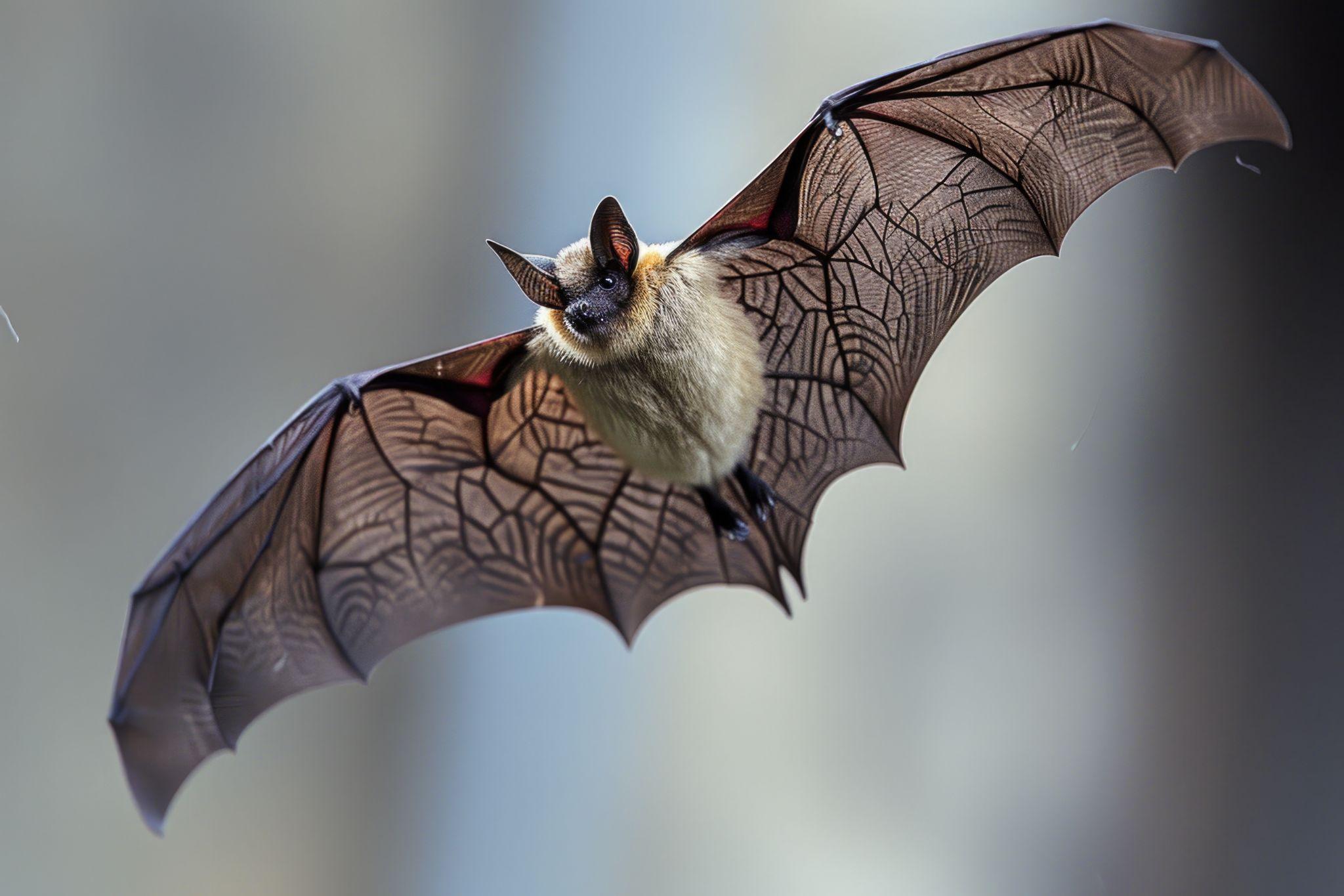 Bat flying through the air